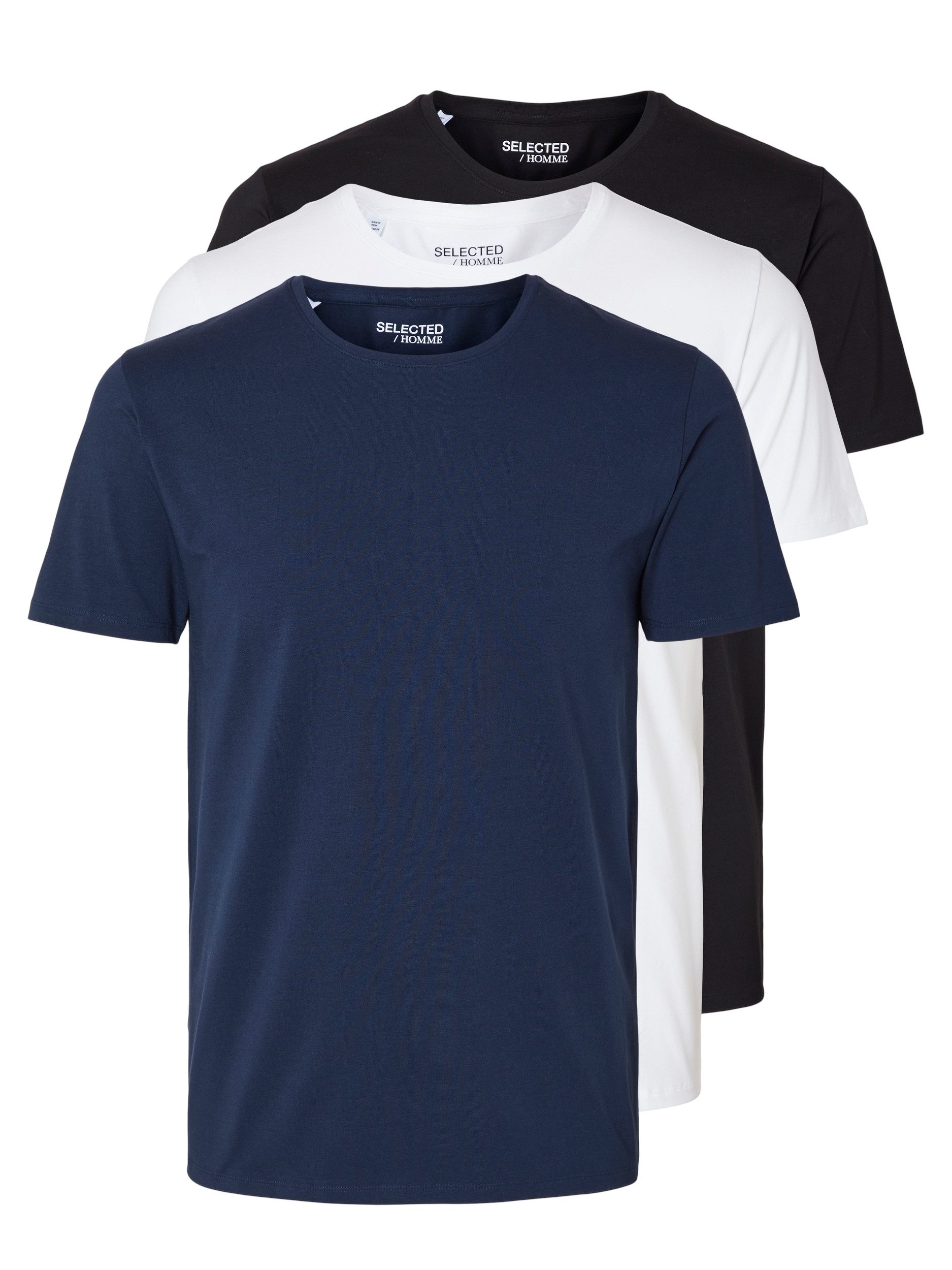 SELECTED HOMME T-Shirt SLHROLAND SS O-NECK TEE 3-PACK NOOS