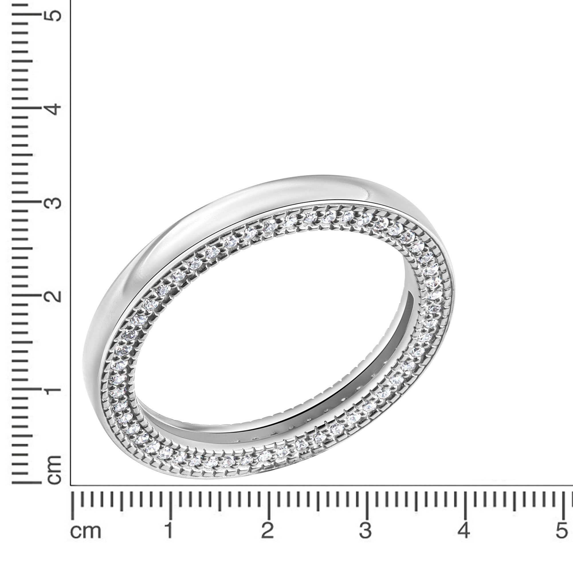 CELESTA Fingerring Silber 925 rhodiniert mit 104 weißen Zirkonia-Steinen