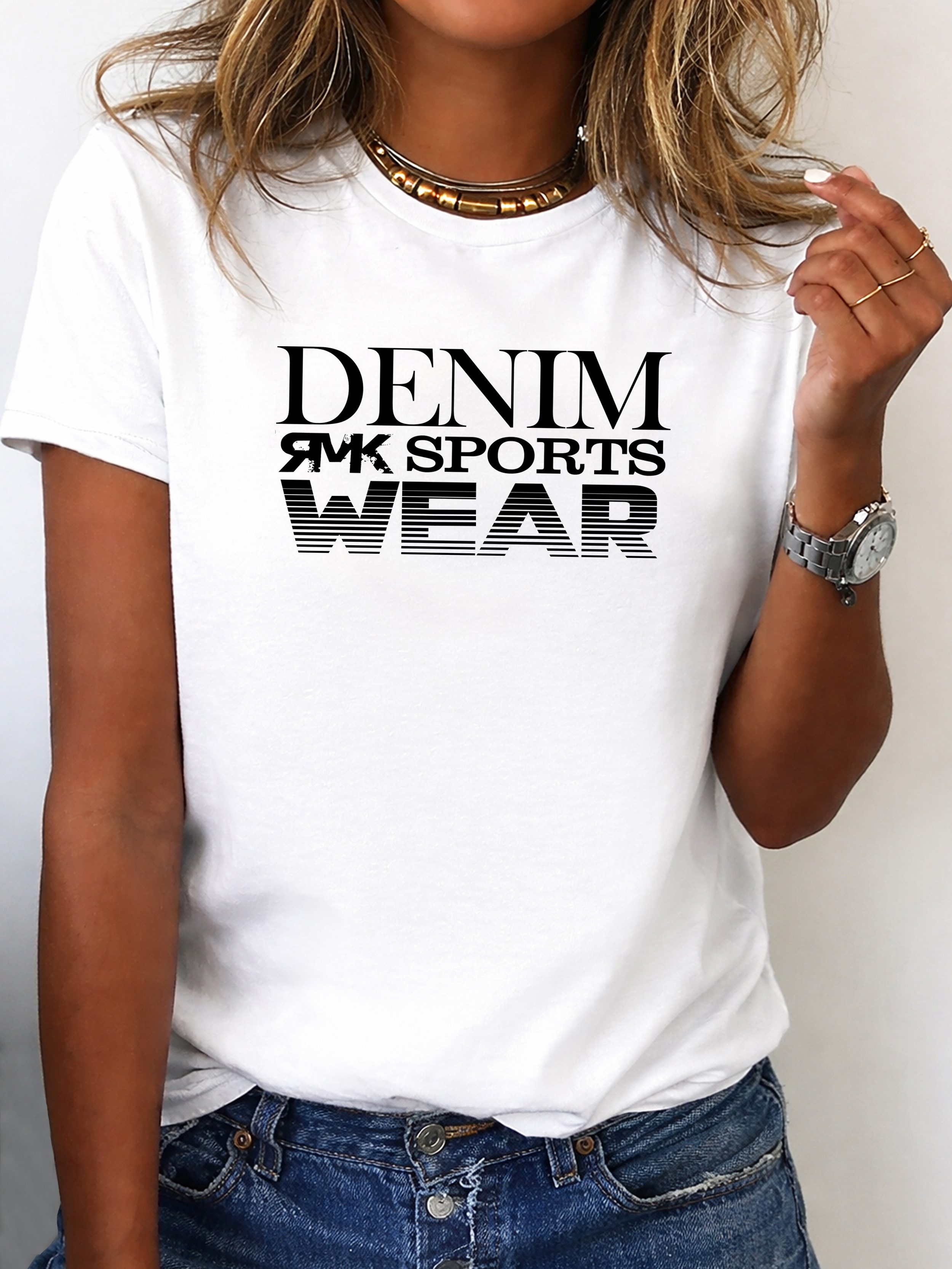 RMK T-Shirt Damen Rundhals Shirt Basic Sport Gym "Sportswear" aus 100% Baumwolle