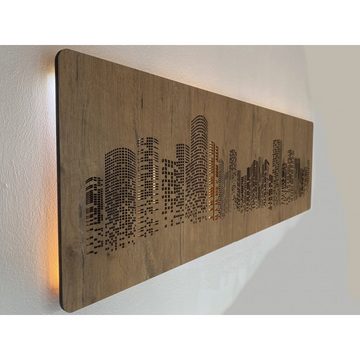 WohndesignPlus LED-Bild LED-Wandbild “Wolkenkratzer” 125cm x 40cm mit Akku/Batterie, City, DIMMBAR! Viele Größen und verschiedene Dekore sind möglich.