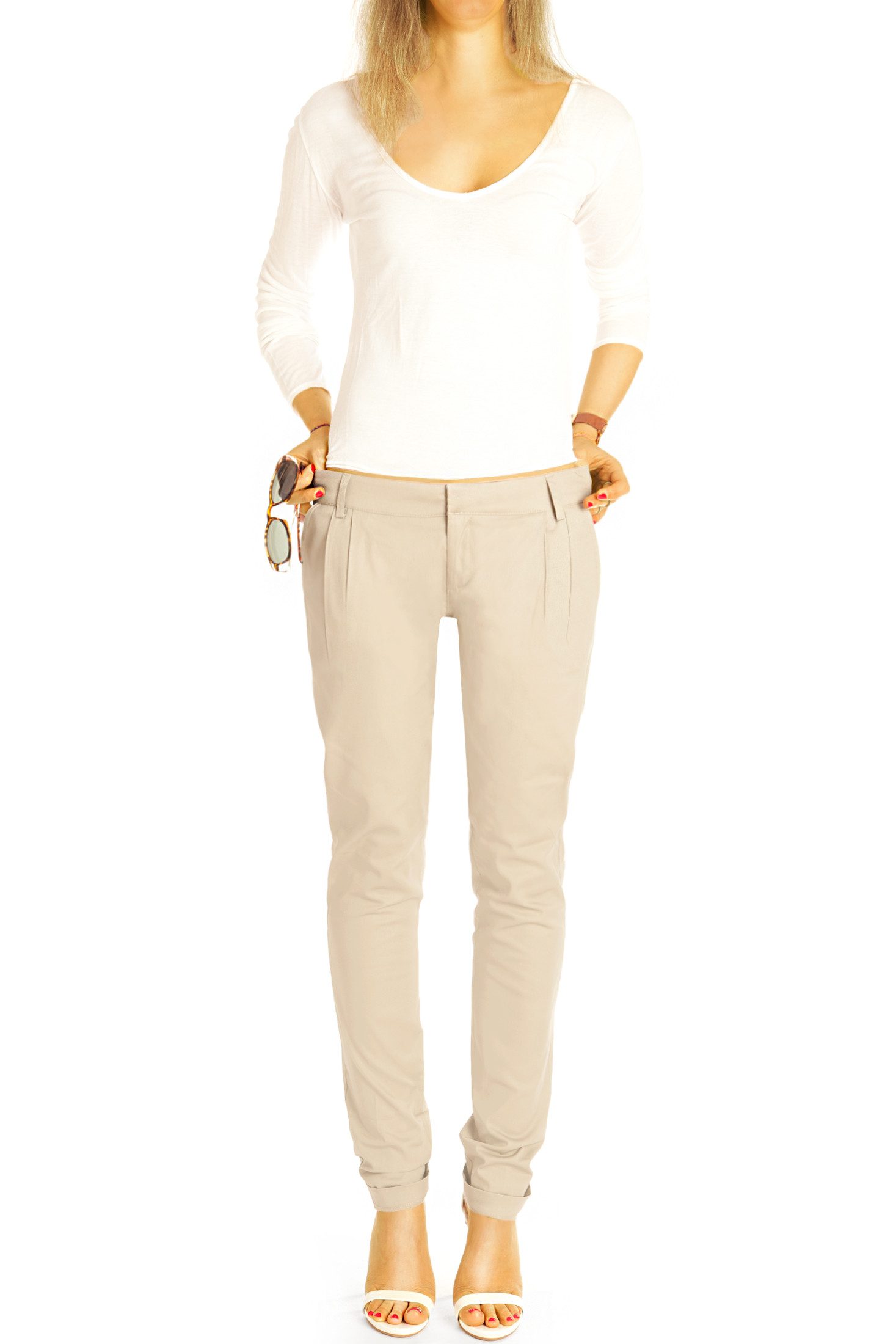 be styled Chinohose Tapered Stoffhose, Chino, Hüfthose mit Stretch - Damen - h20a-A