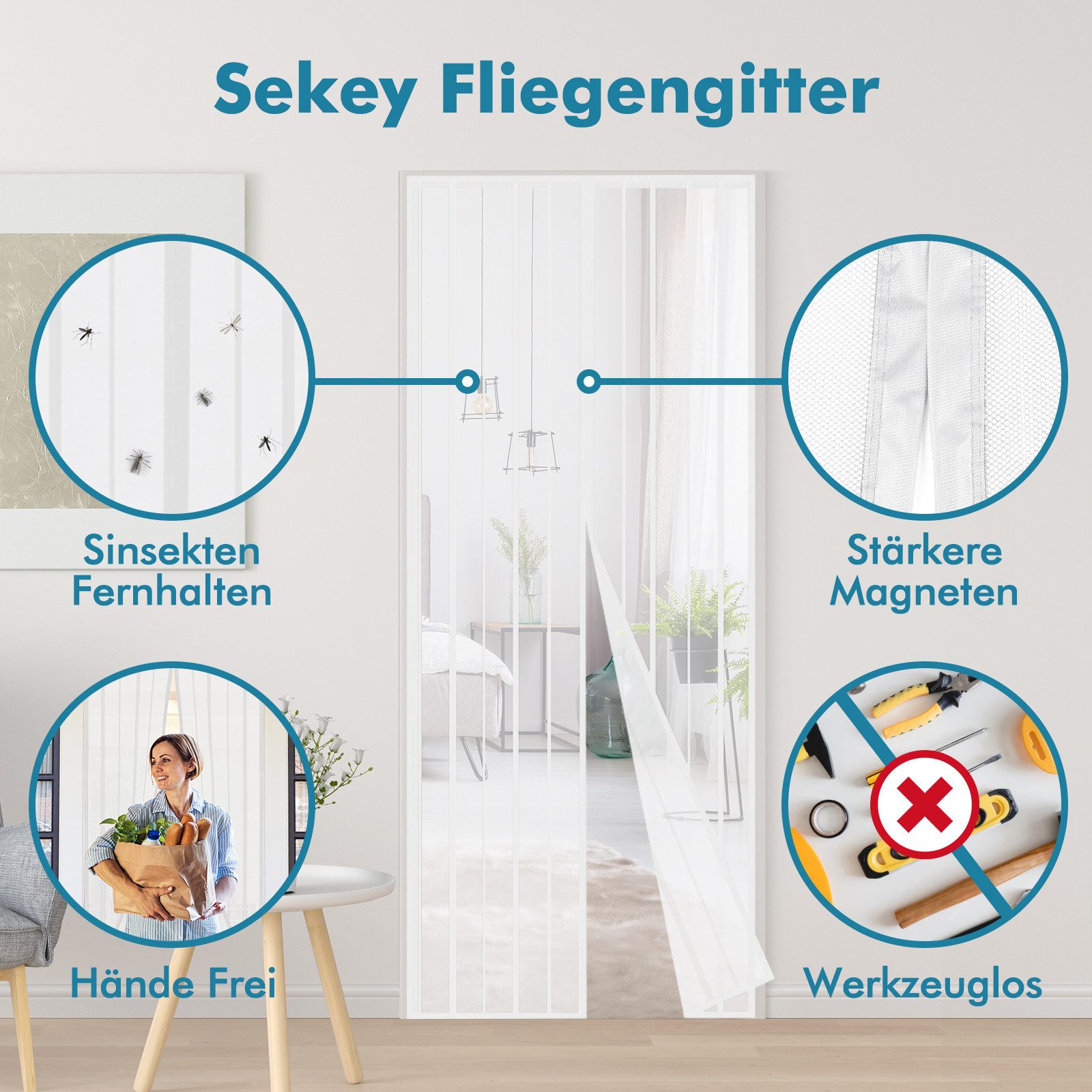 Sekey Insektenschutz-Tür Magnetisches Fliegengitter Türvorhang für Balkon- günstig online kaufen