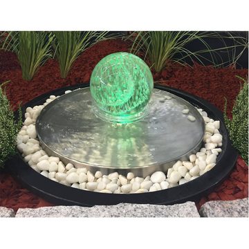 Köhko Gartenbrunnen Glaskugel „Saturn“ Springbrunnen Kugelleuchte