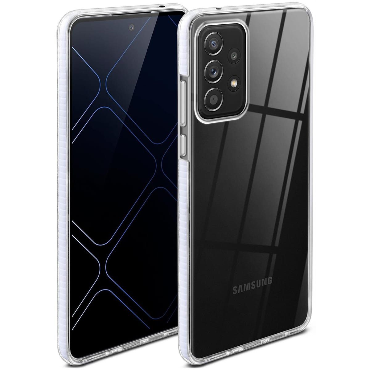 ONEFLOW Handyhülle für Samsung Galaxy A52s 5G Hülle Silikon Cushion Case Weiß 6,5 Zoll, Schutzhülle Transparent Bumper Back Cover Silikonhülle Durchsichtig