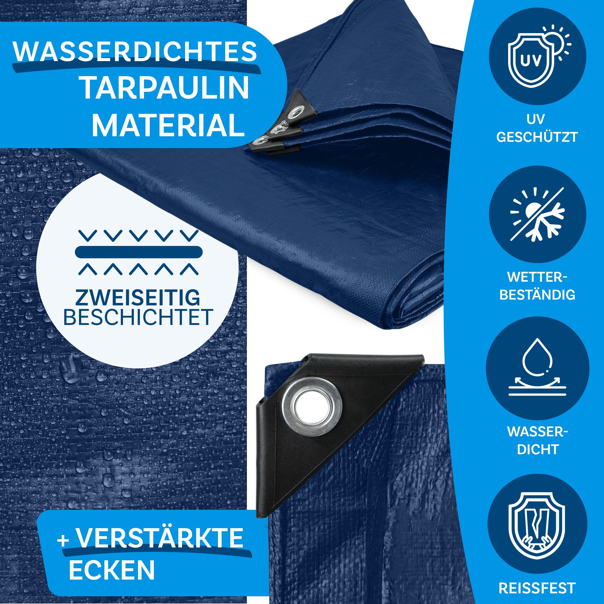 casa pura Schutzplane extrem reißfest 240 g/m², Abdeckplane in mehreren Farben & Größen, Wasserdicht, reißfest