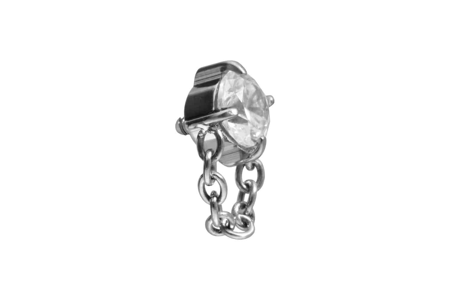 PIERCINGLINE Piercing-Set Titan Schraubaufsatz mit Außengewinde KRISTALL + KETTE (Schraub-Aufsätze, 1-tlg)