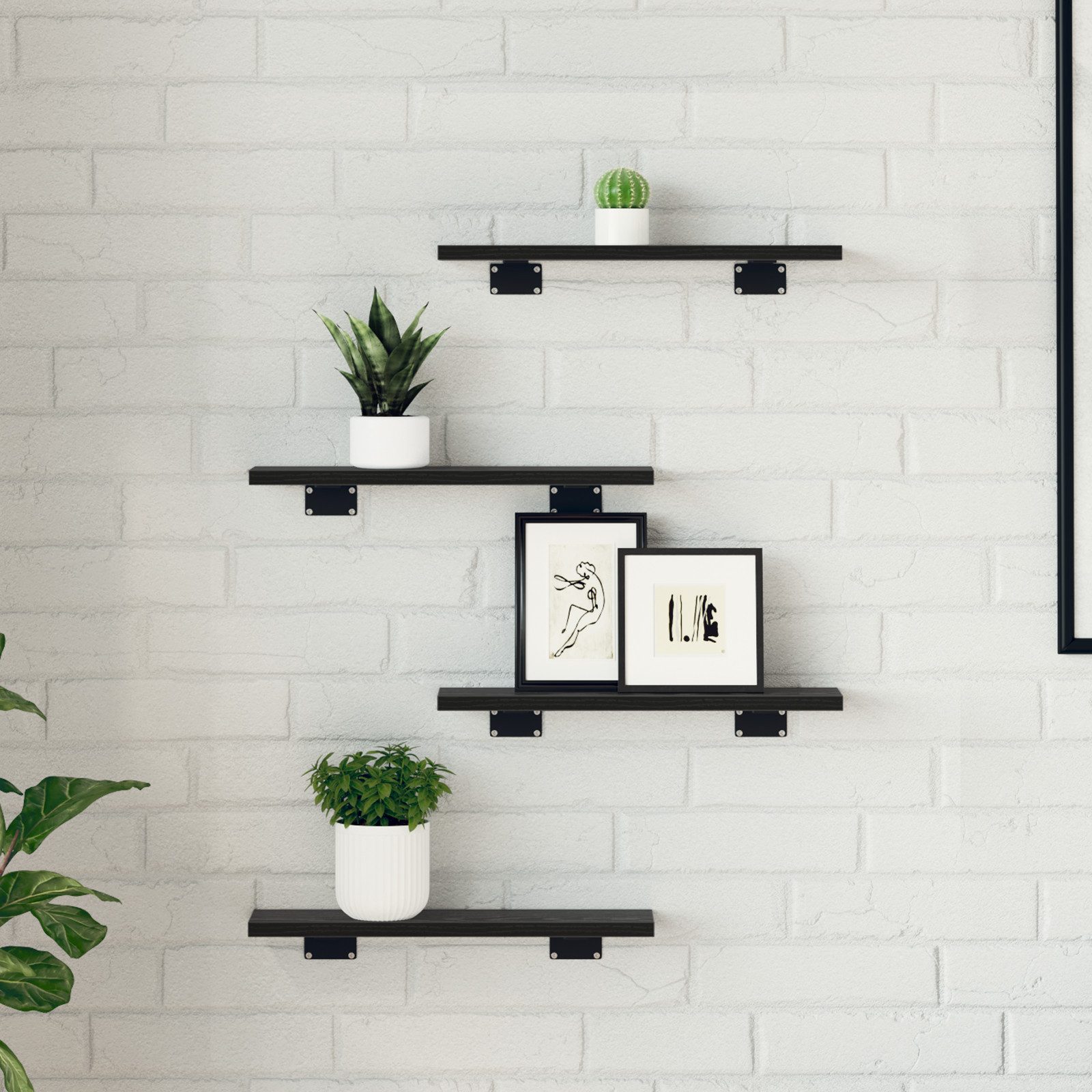 vidaXL Bücherregal Wandmontierte Regale Schwarze Eiche günstig online kaufen
