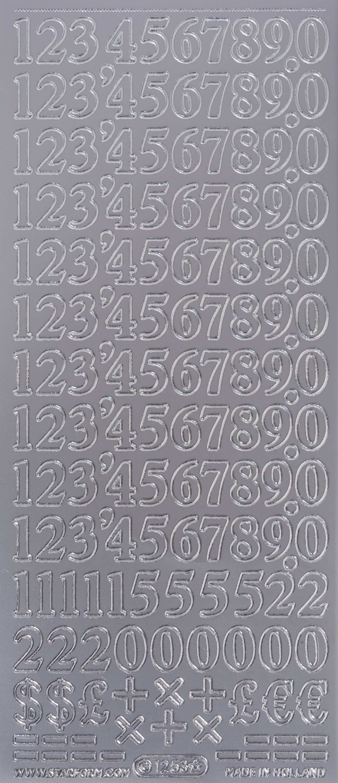 MEYCO Hobby Sticker Reliefsticker Ziffern, 1 Bogen