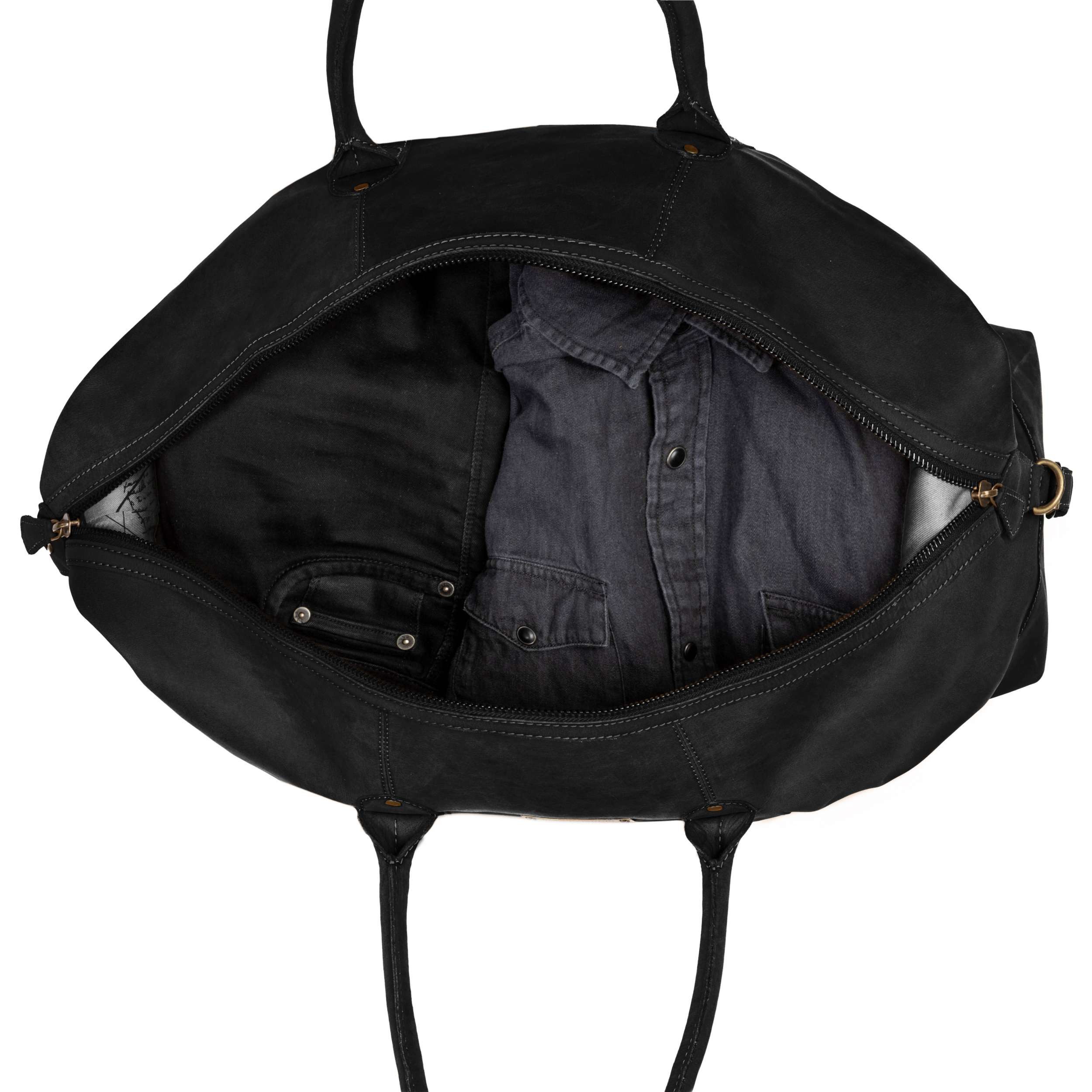 DRAKENSBERG Reisetasche Weekender »David« (60) Vintage-Schwarz, aus vollnarbigem Premium Leder für Herren und Damen im Vintage-Design