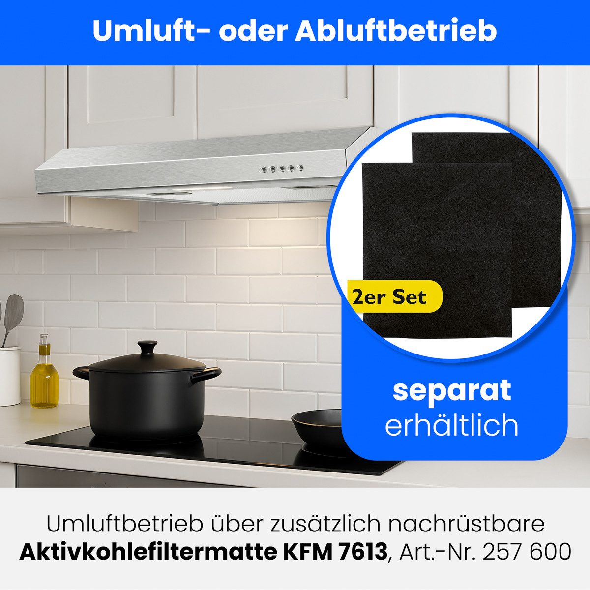 BOMANN Unterbauhaube DU 7613 Dunstabzugshaube 60cm Unterbau, Umluft und Abluft – Bild 3 von 5