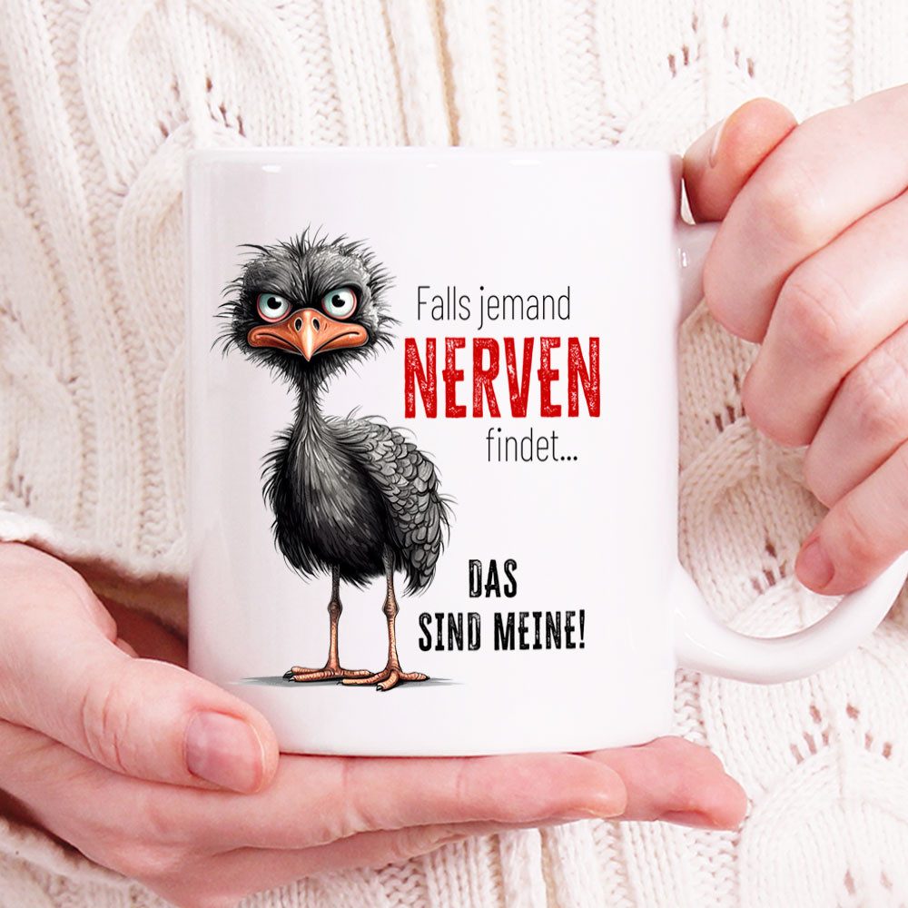 Cadouri Tasse mit Spruch 'Nerven' Kaffeetasse Büro Arbeit, Geschenk, Keramik, Kaffeebecher, Geschenkidee Arbeitskollege, lustig, Humor, 330 ml – Bild 5 von 5