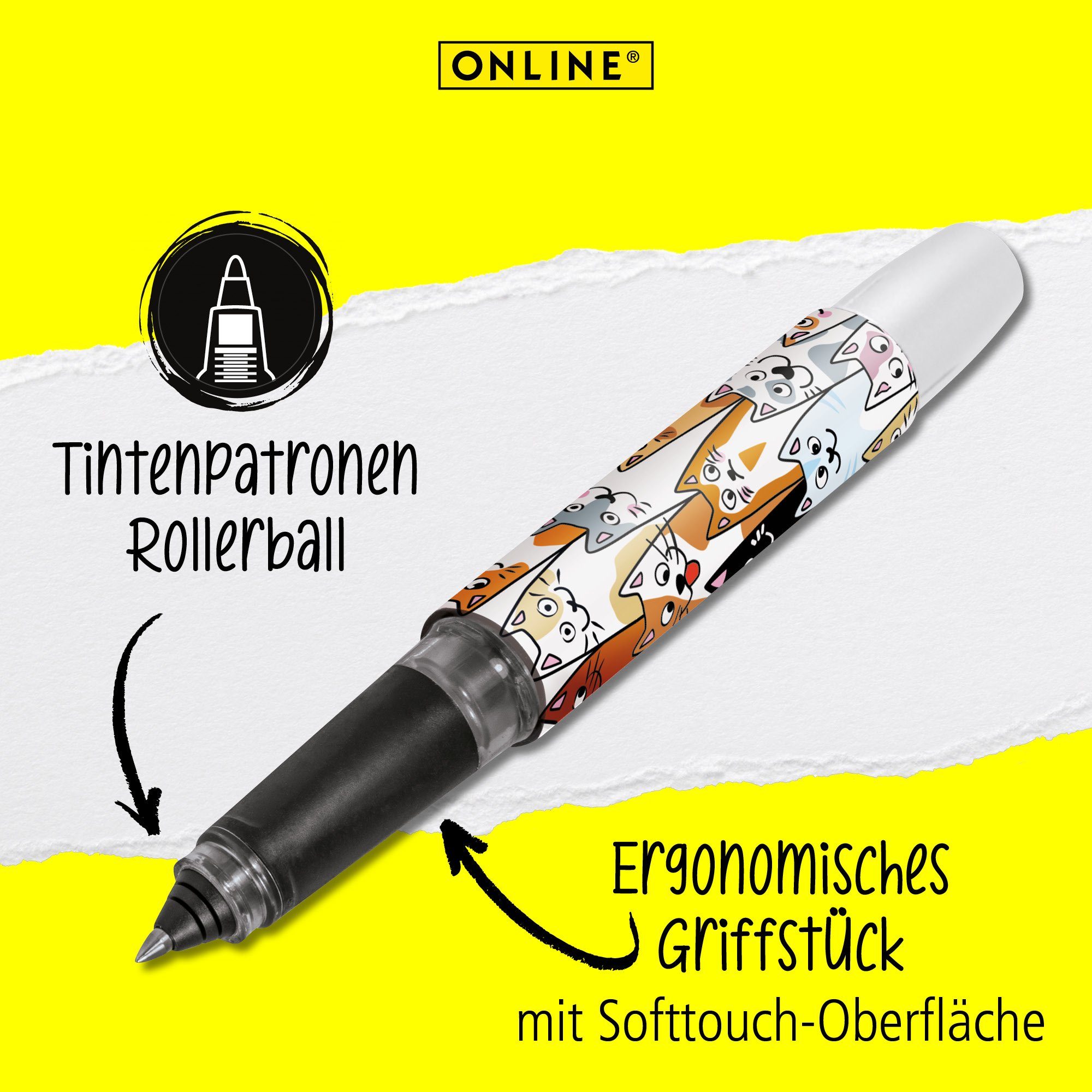 Online Pen Tintenroller Campus Tintenpatronen-Rollerball, ergonomisch, ideal für die Schule, hergestellt in Deutschland