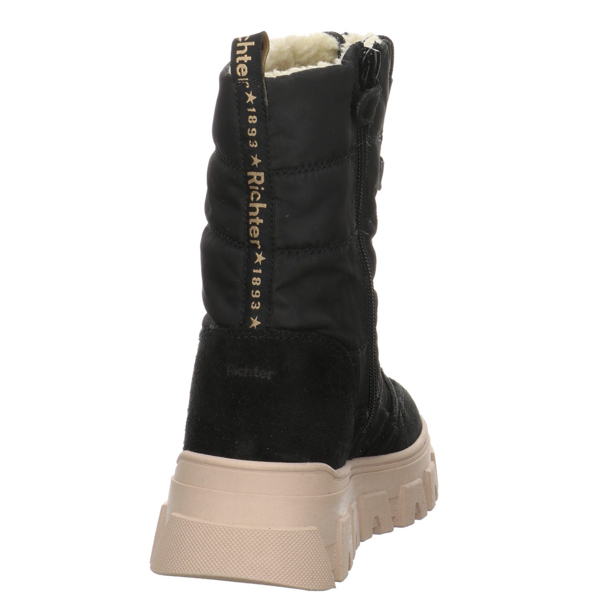 Schuhe Boots Kinderschuhe Leder-/Textilkombination Stiefelette Mädchen Richter Stiefel schwarz