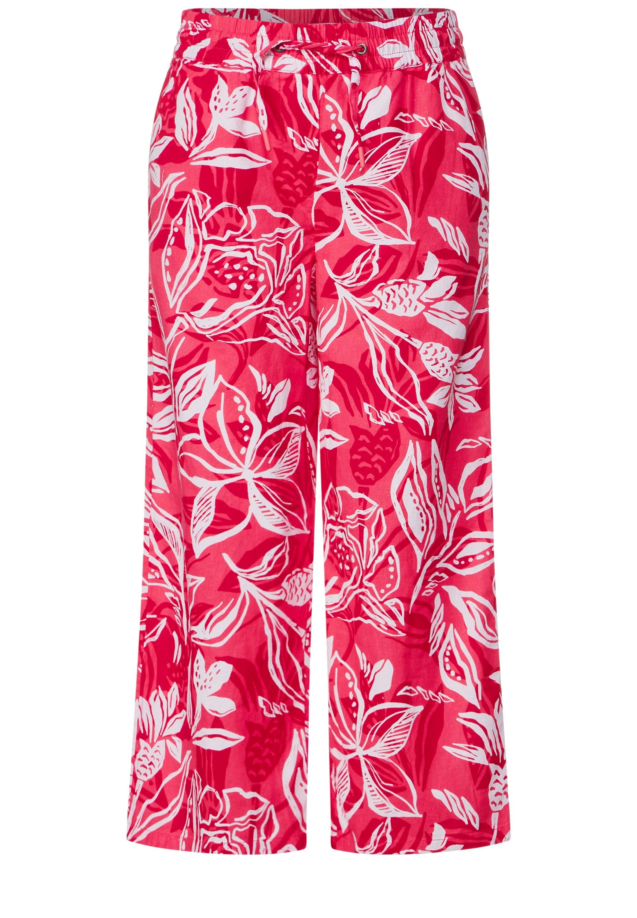 Blumenprint strawberry red allover Stoffhose mit Cecil