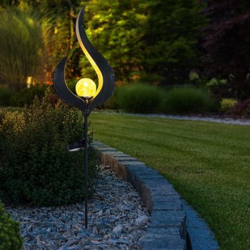 Globo Gartenleuchte, LED-Leuchtmittel fest verbaut, 3er Set Design LED Solar Leuchten Außen Beleuchtung Dekoration Steck