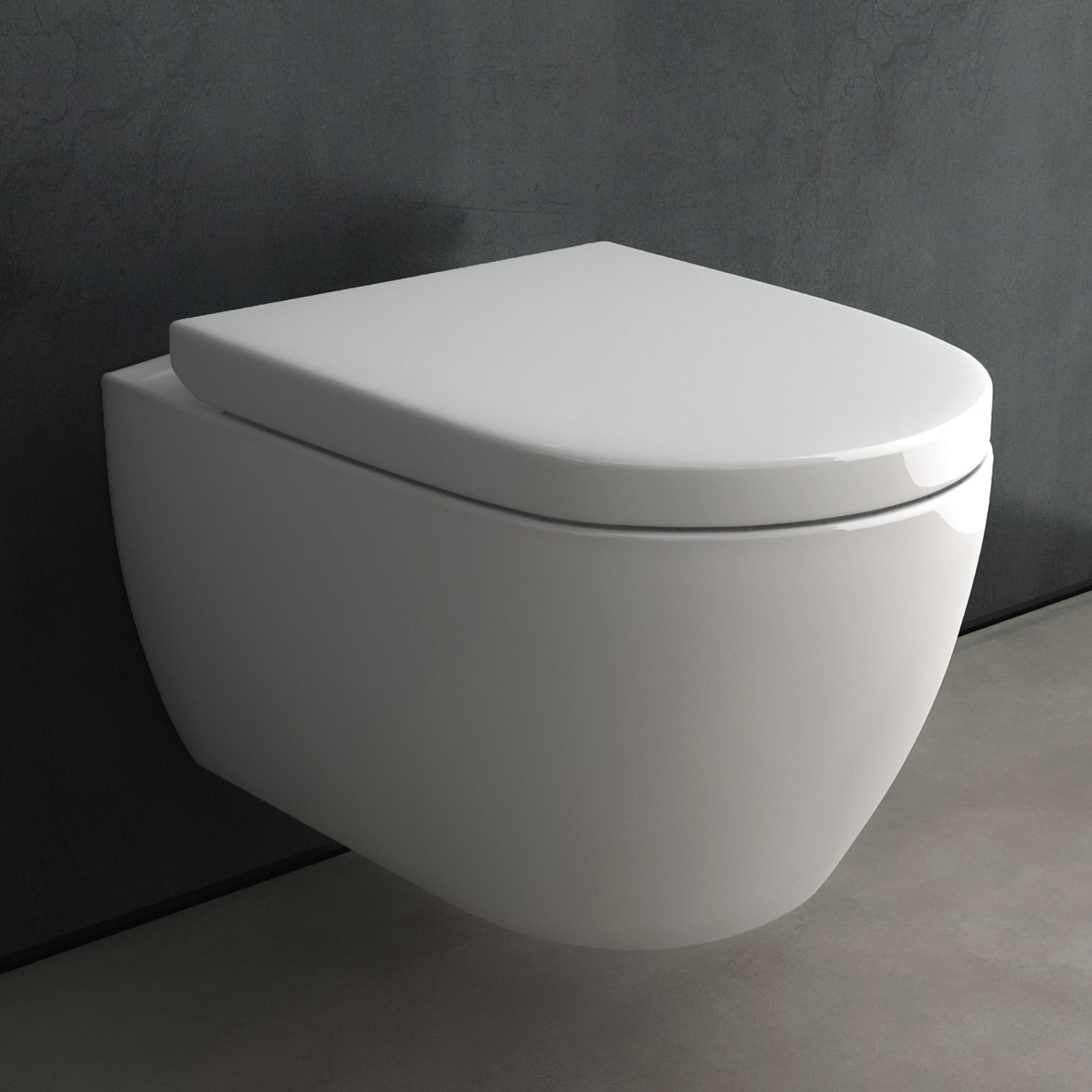 Alpenberger Vorwandelement WC Set Komplett: Hänge WC + Villeroy & Boch Spülkasten Betätigungsplatte, mit WC Deckel abnehmbar, Keramik Wand WC, Spülrandlose Toilette pflegeleicht