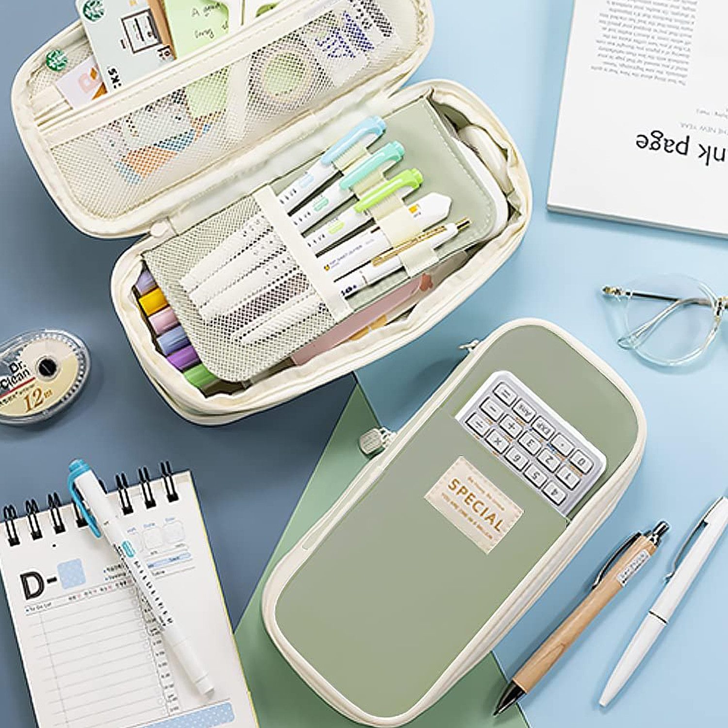 MODFU Federmäppchen Federtaschen Pencil Stifte Mäppchen Etui Beutel Schreibgeräteetui Groß, (Federtasche Stifttasche mit Reißverschluss 4 Fach Große Kapazität, 1-tlg., Stiftemäppchen Schreibwarenbeutel Bleistift Beutel Stift-Mäppchen), für Damen Herren Schule Büro Arbeit Studenten Mädchen Jungen Geschenk