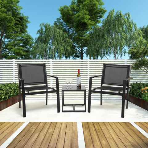 Mondeer Balkonset Gartenmöbel 3er Set, (1 Tisch mit 2 Einzelstuhl), Garten und Balkon