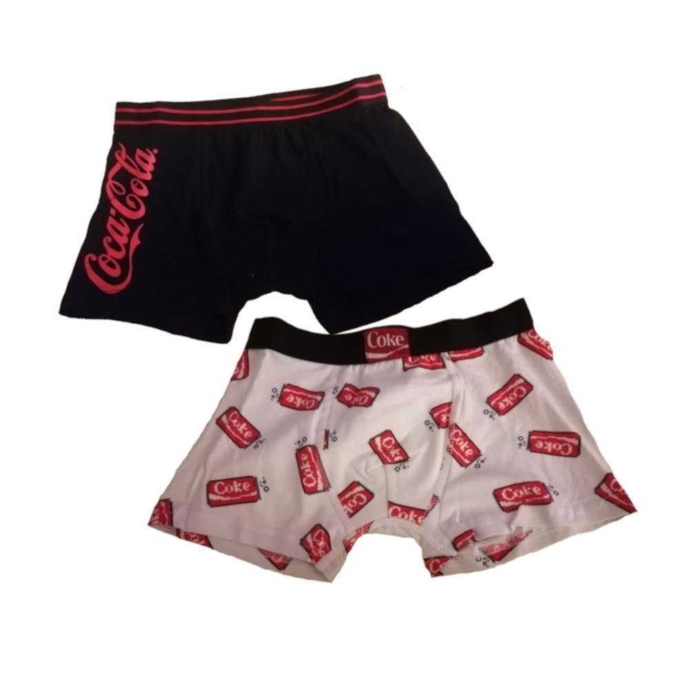 weiß für Boxershorts Coole Marken- Coca Cola 2-St) schwarz, (Spar-Set, ®, Coke® Shorts mit Jungen Schriftzug oder EplusM