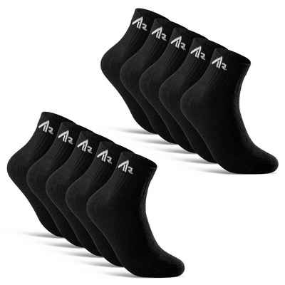 sockenkauf24 Sportsocken 10 Paar "i1R" Kurzsocken Sport Socken Tennissocken (Schwarz, 43-46) Herren Damen Baumwolle - 10301