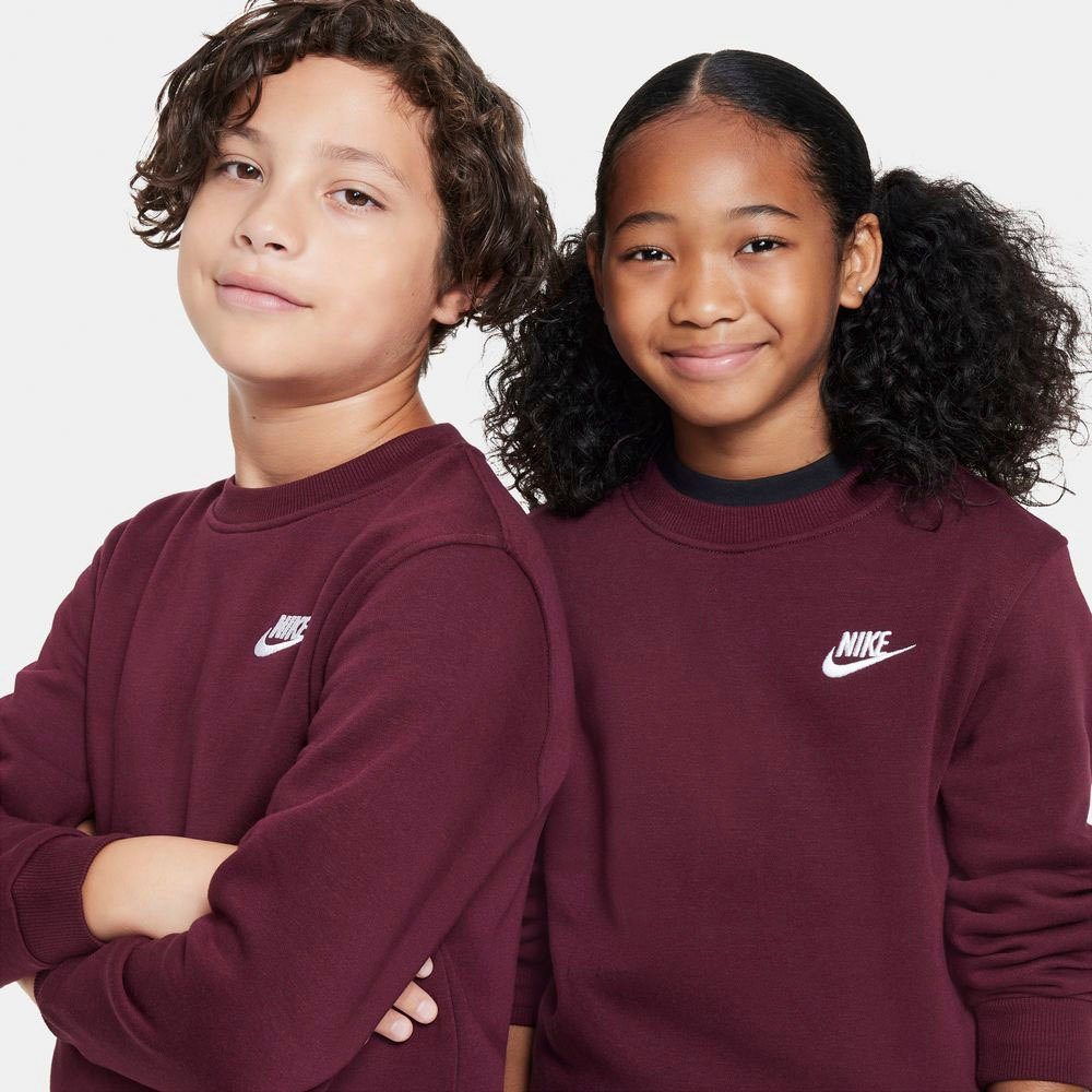 MAROON/WHITE Nike SWEATSHIRT CLUB KIDS' FLEECE NIGHT BIG Sportswear Sweatshirt