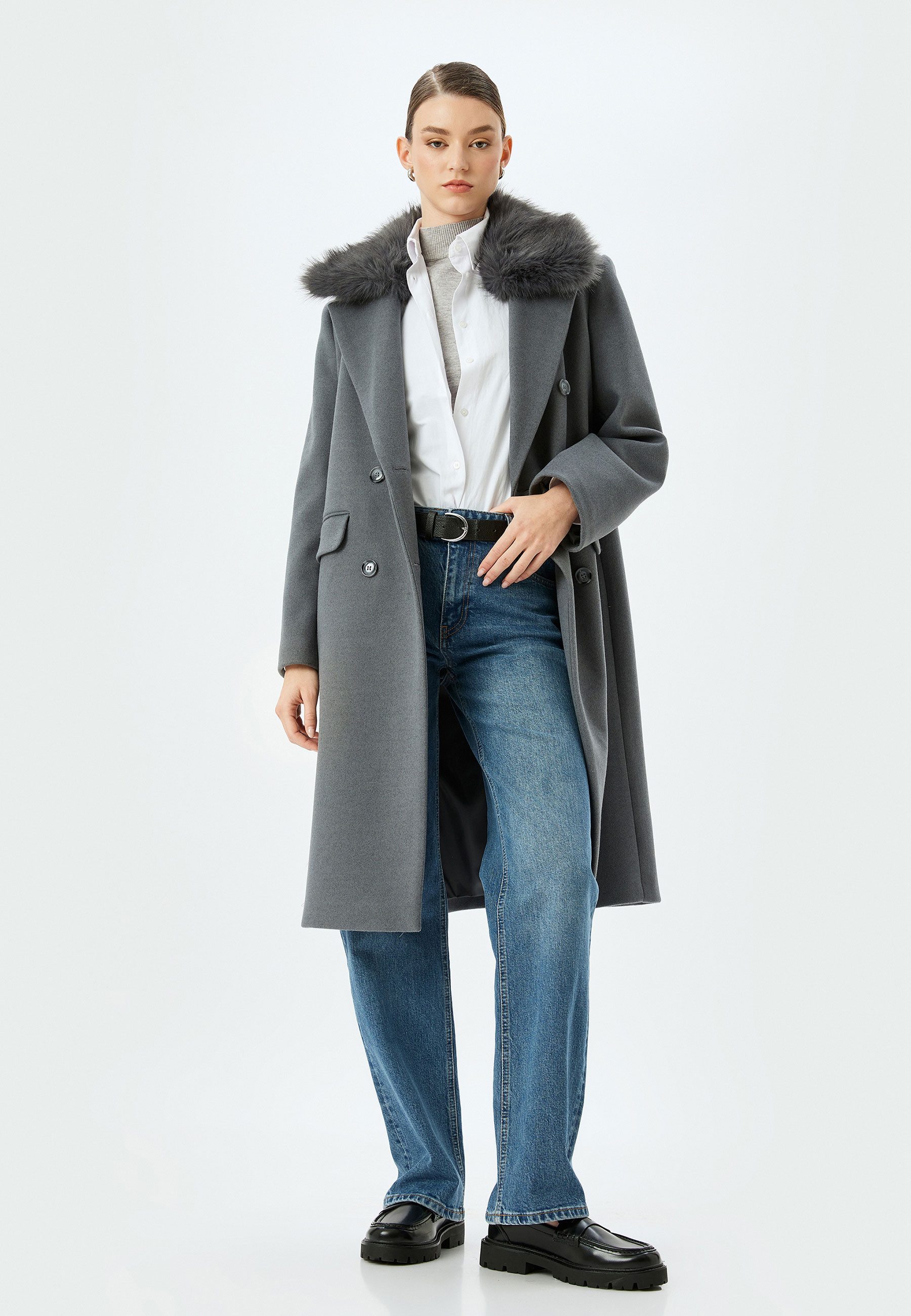 Koton Fellimitatmantel Regular Mit Knöpfen Fellimitatmantel