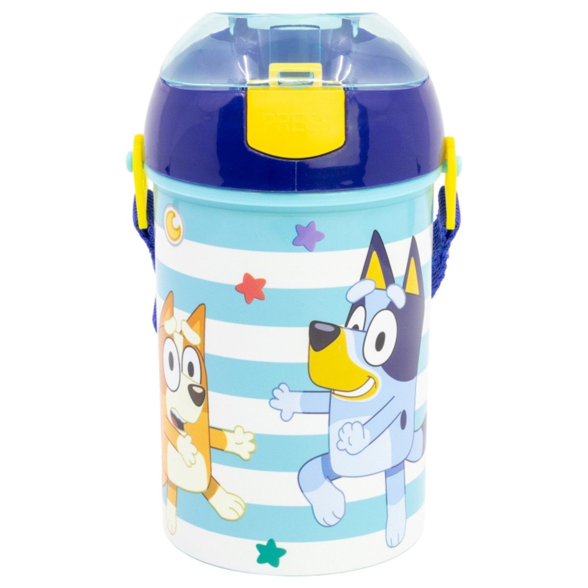 Storline Trinkflasche Bluey Wasserflasche 450 ml – Pop-Up Canteen mit Druckknopfverschluss