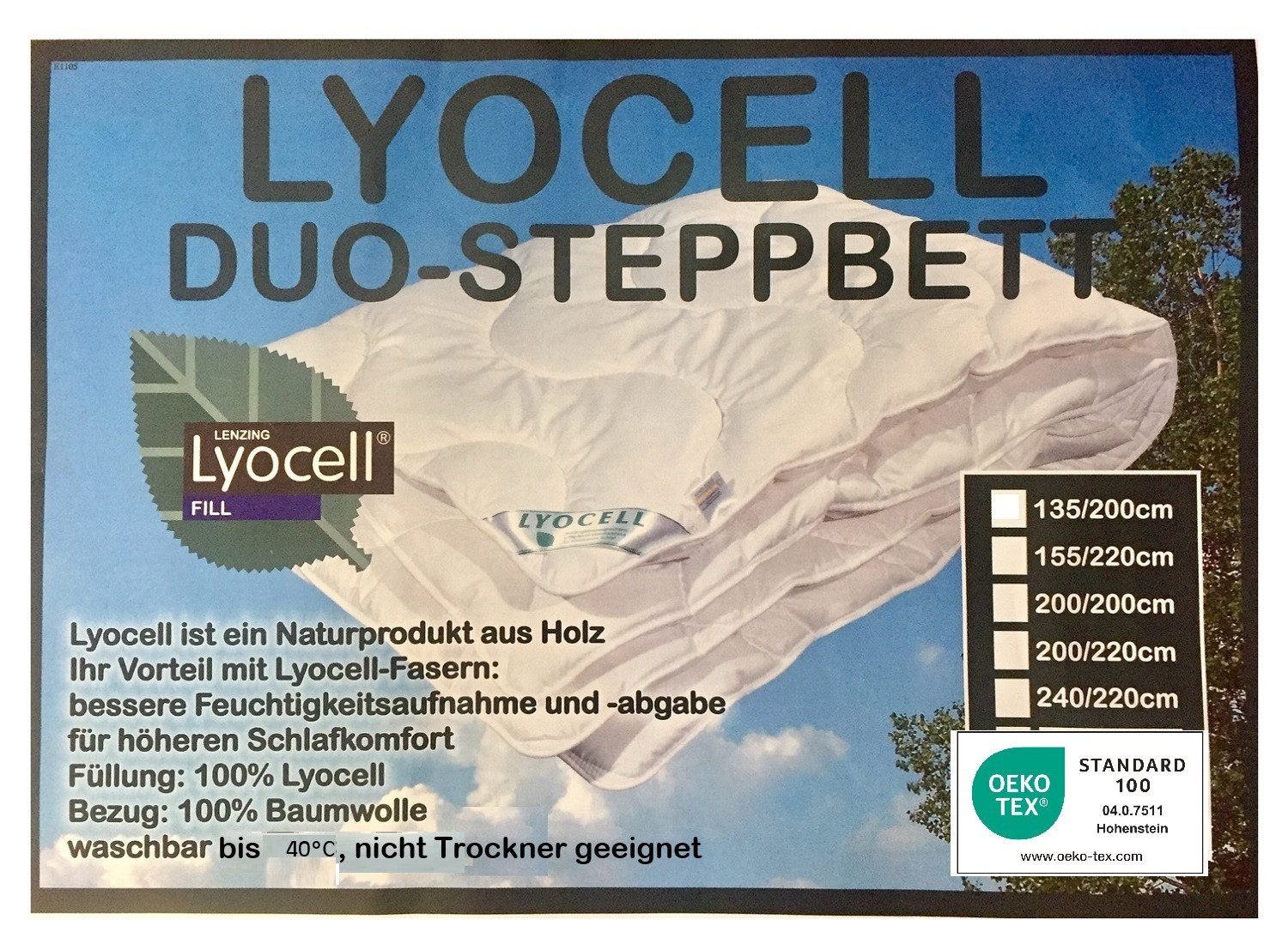 Bach's Bettenwelt Naturfaserbettdecke Ganzjahresdecke Duo-Decke Lyocell Tencel Lenzing® Duo-Decke, Füllung: TENCEL™ Lyocell Lenzing, zwei aneinander genähte Decken, hoher Schlafkomfort