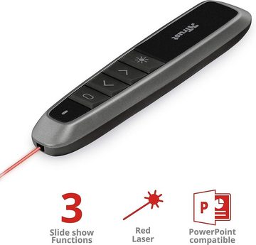 Trust Bato Wireless Laserpointer Drahtlose Präsentationshilfe Fernbedienung Presenter (kabellos, 3 PowerPoint-Funktionen, Funkreichweite 15m, USB-Empfänger)