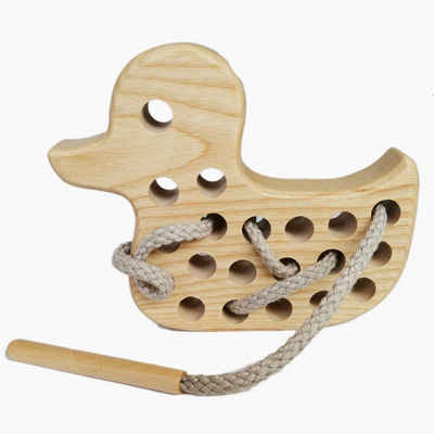 Lotes Toys Kinder-Nähmaschine Holz Fädelspiel Ente, (packung, 1-tlg), pädagogisch wertvolles Kinderspielzeug