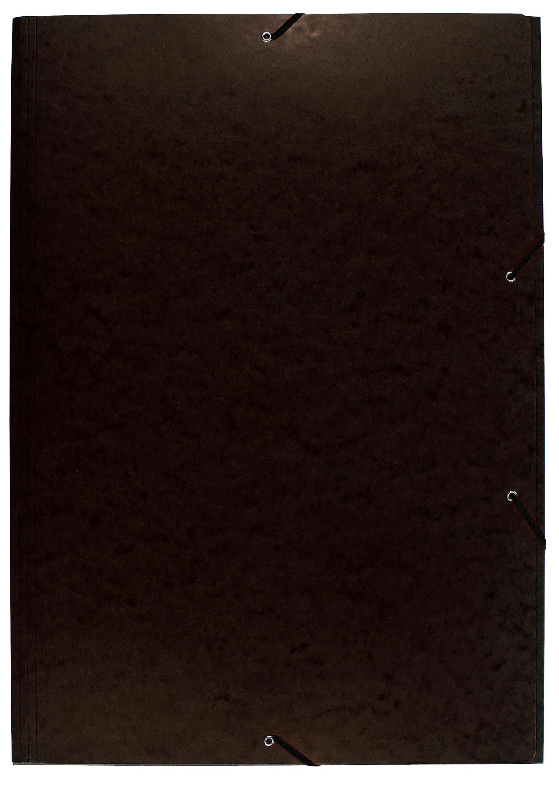 Organisationsmappe 10x Sammelmappe + Gummizug 3 Klappen Karton 600g/qm A2 Schwarz 59651E