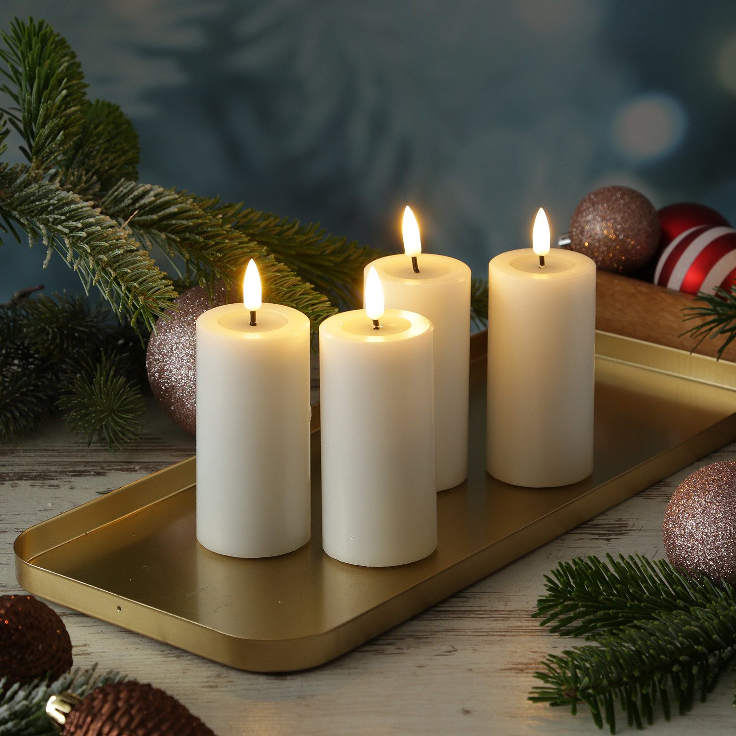 Deluxe Homeart LED-Kerze LED Kerzenset MIA Echtwachs Deluxe H: 10cm mit Bat günstig online kaufen
