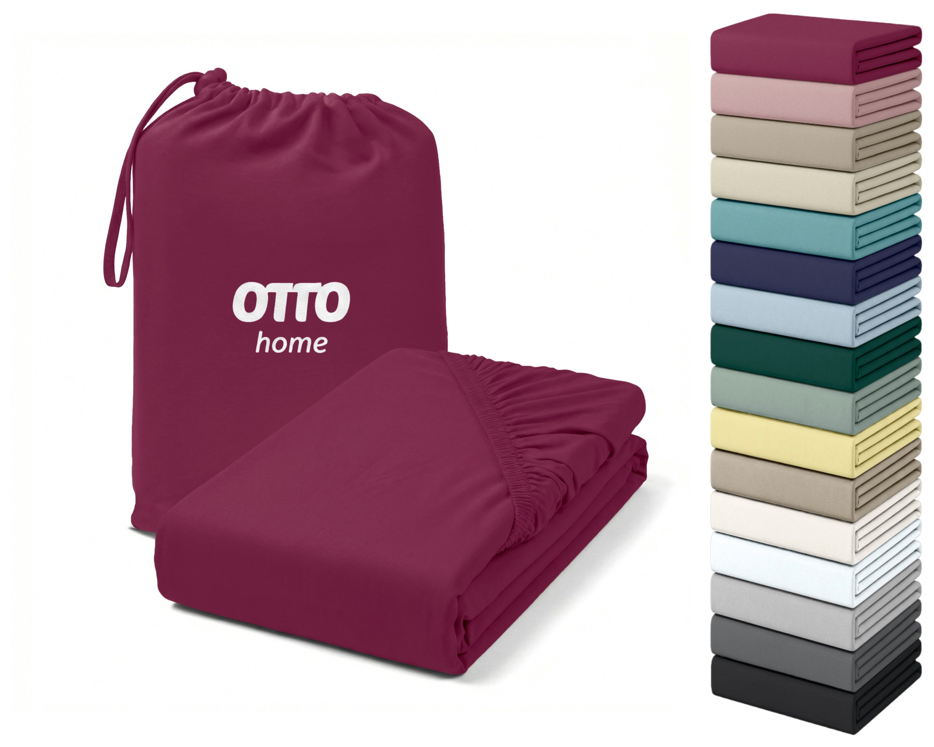 OTTO home Spannbettlaken Cremona, Basic & Premium Qualität mit Elasthan, Jersey (180 g/m), Gummizug: rundum, (1 Stück), Bettlaken für Matratzen von 20-25 cm Höhe, 96% Baumwolle & 4% Elasthan