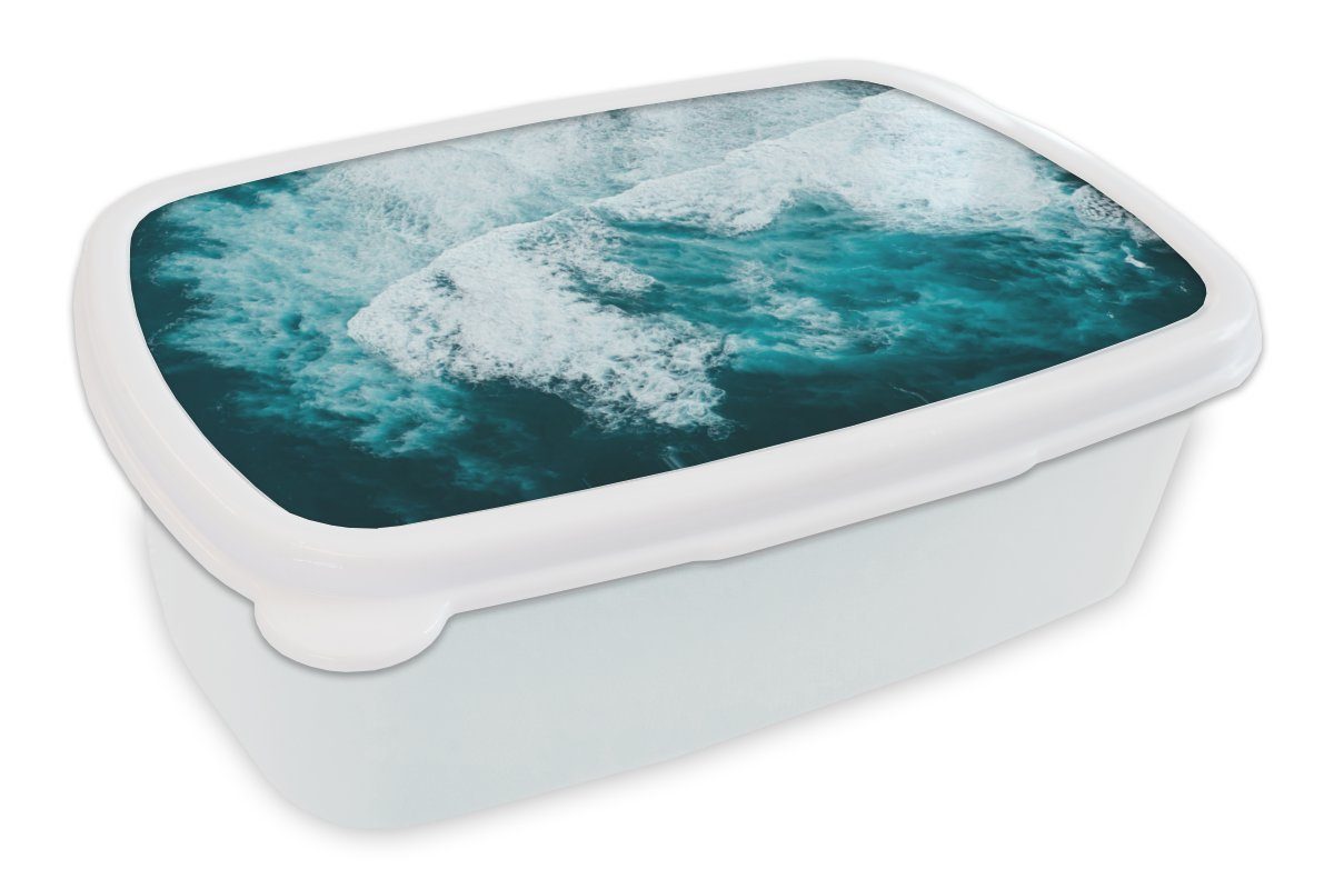 MuchoWow Lunchbox Meer - Wasser - Hawaii, Kunststoff, (2-tlg), Brotbox für Kinder und Erwachsene, Brotdose, für Jungs und Mädchen weiß | Lunchboxen