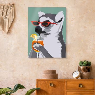 Posterlounge Acrylglasbild bykammille, Judgy Lemur with Aperol, Bar Illustration