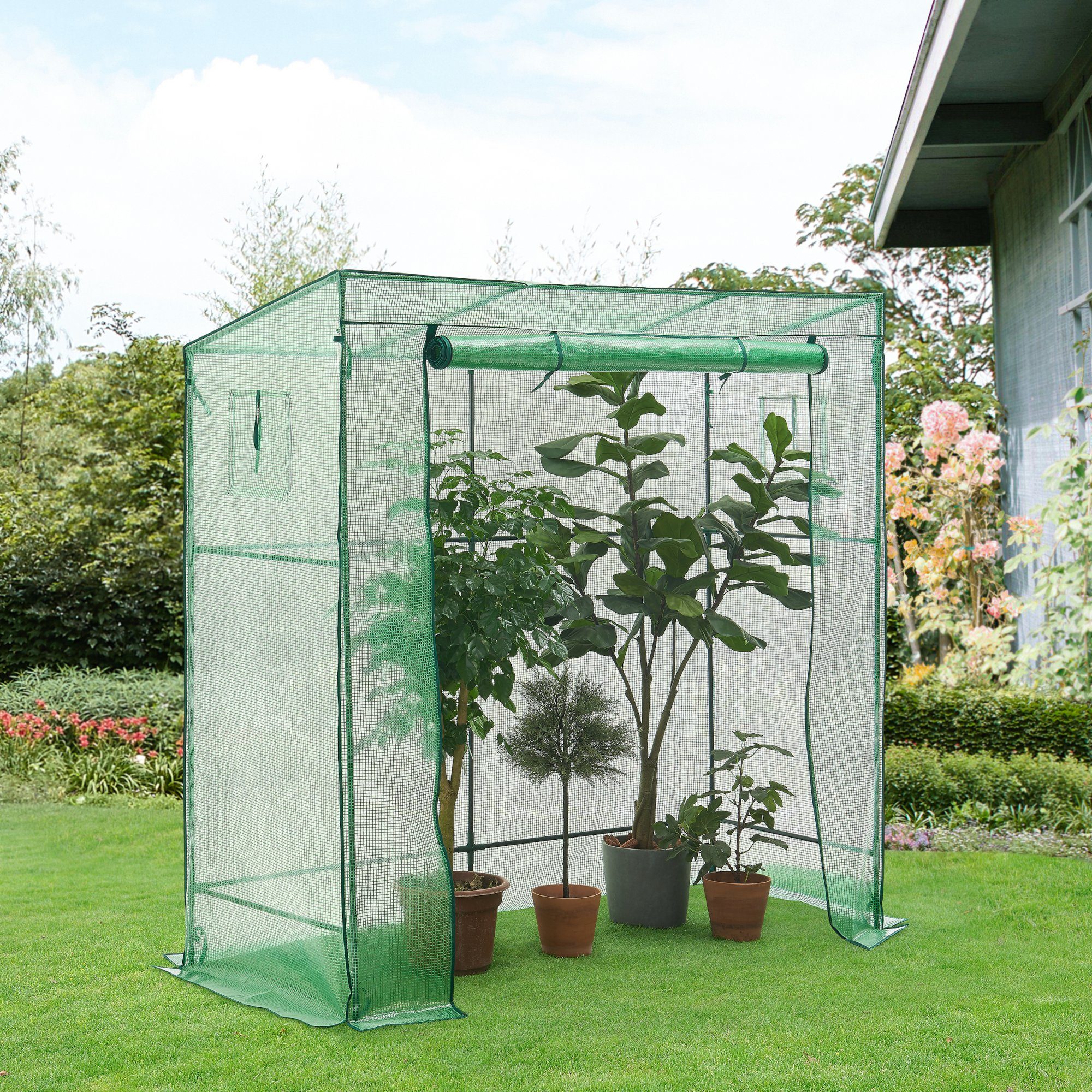en.casa Gewächshaus, Vlaardingen Foliengewächshaus 198x78x200cm Grün günstig online kaufen