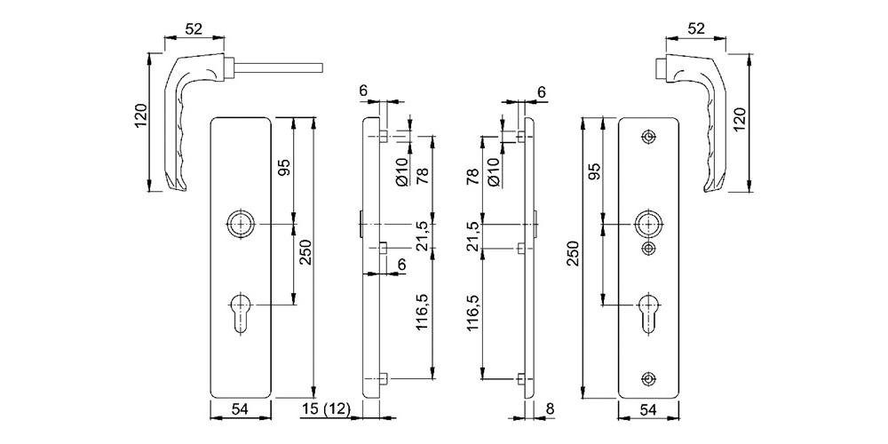 37-42 HOPPE 113/2221A/2440 Aluminium 72 mm London Schutzgarnitur F1 mm Türbeschlag