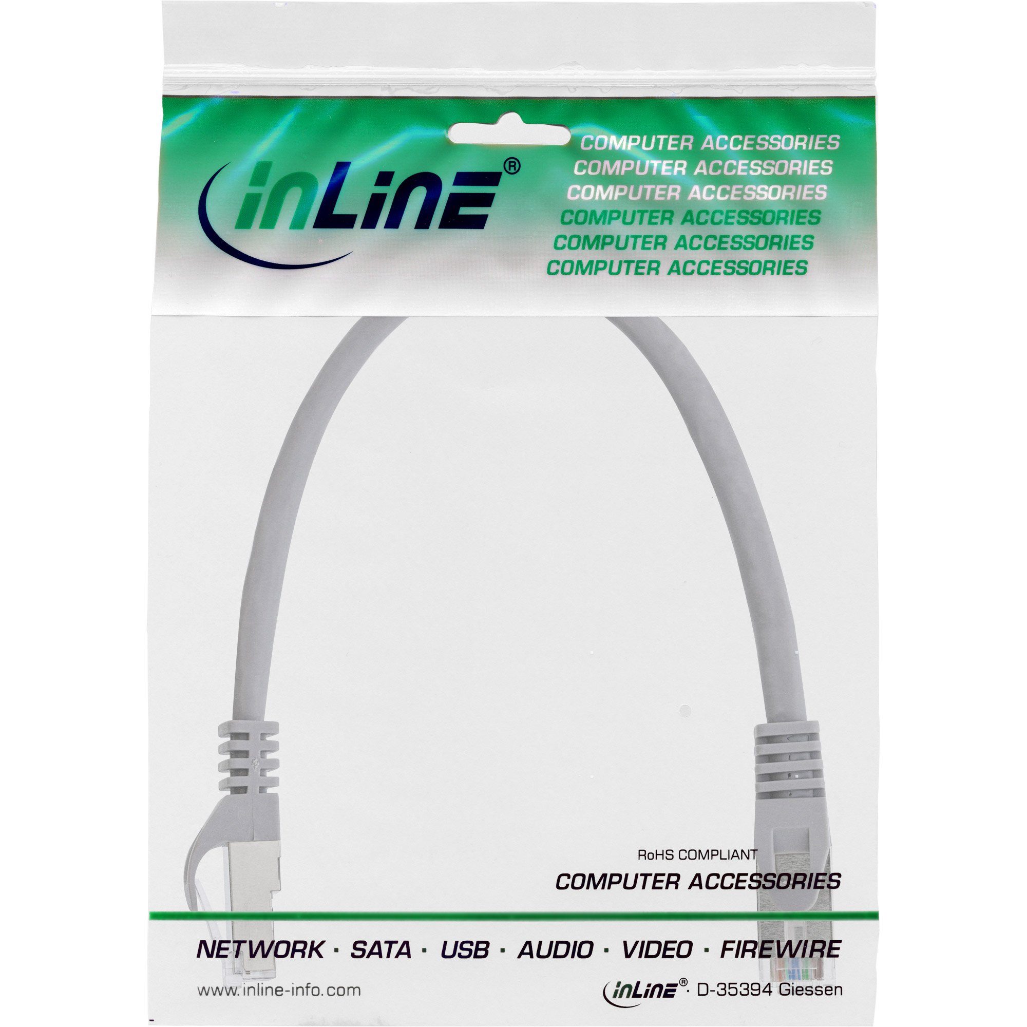 Inline InLine® Patchkabel, F/UTP, Cat.5e, grau, 0,3m LAN-Kabel