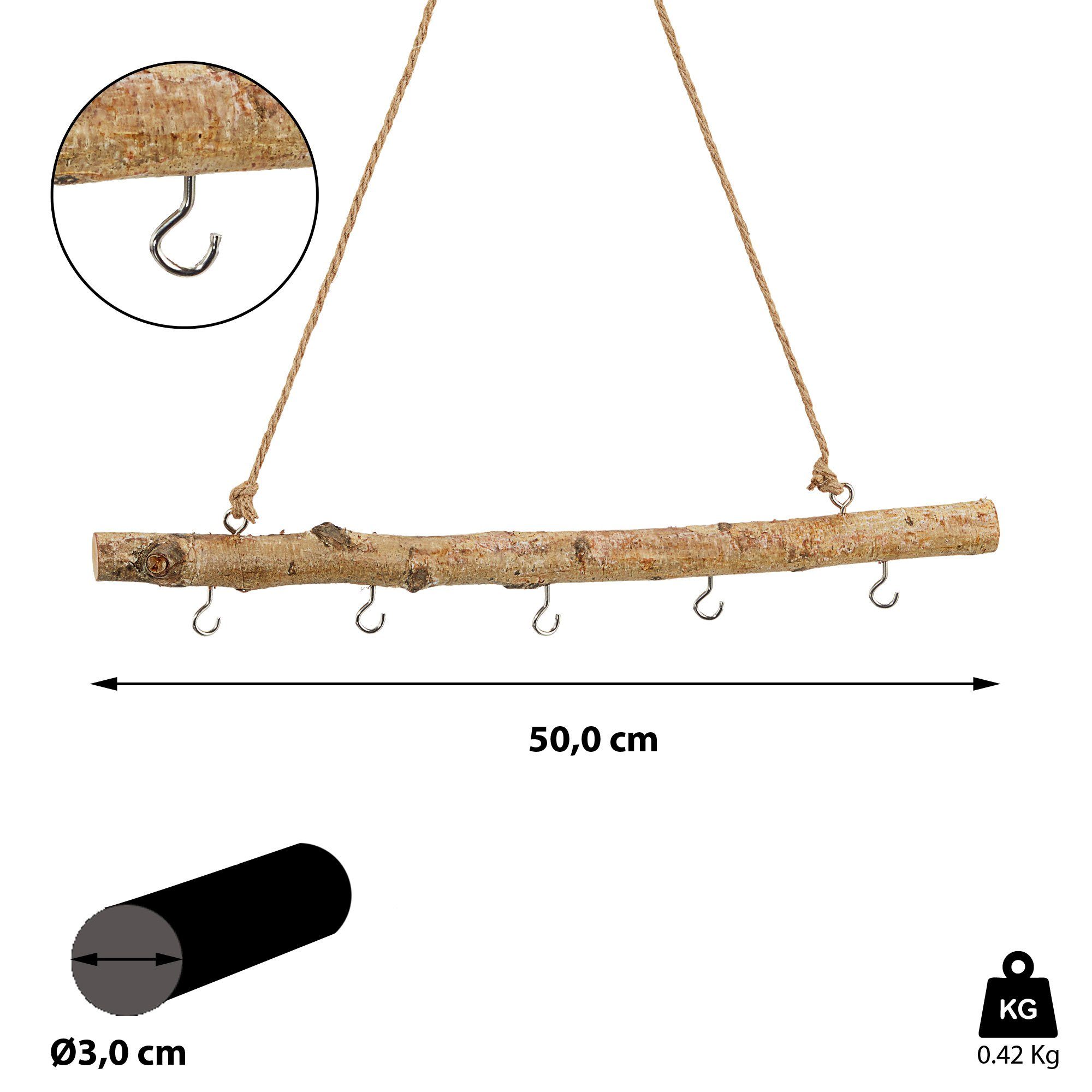CEPEWA Fensterdekoration Deko-Holzstange 50 cm mit günstig online kaufen