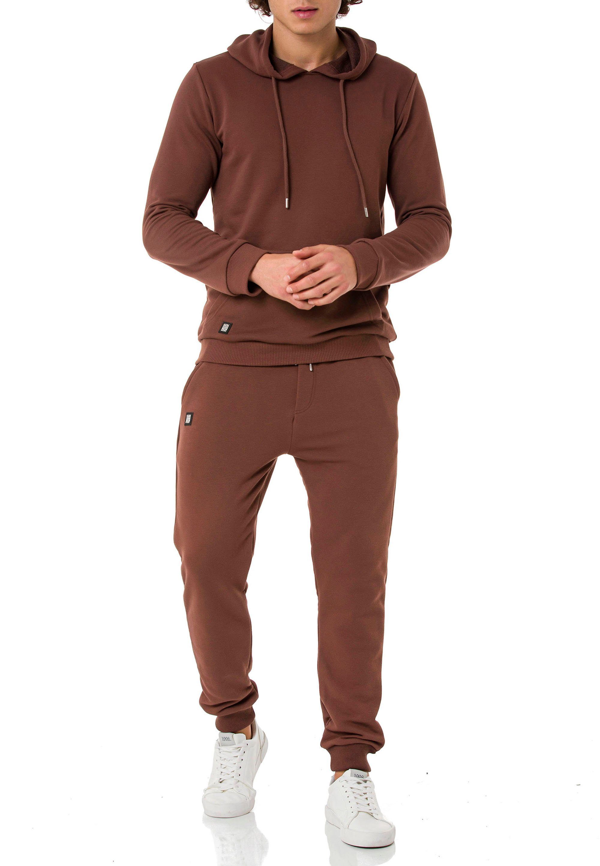 Hose Hoodie Basic Red Premium Jogginganzug Bridge Set Qualität Kapuzensweatshirt Herren RedBridge Premium Braun