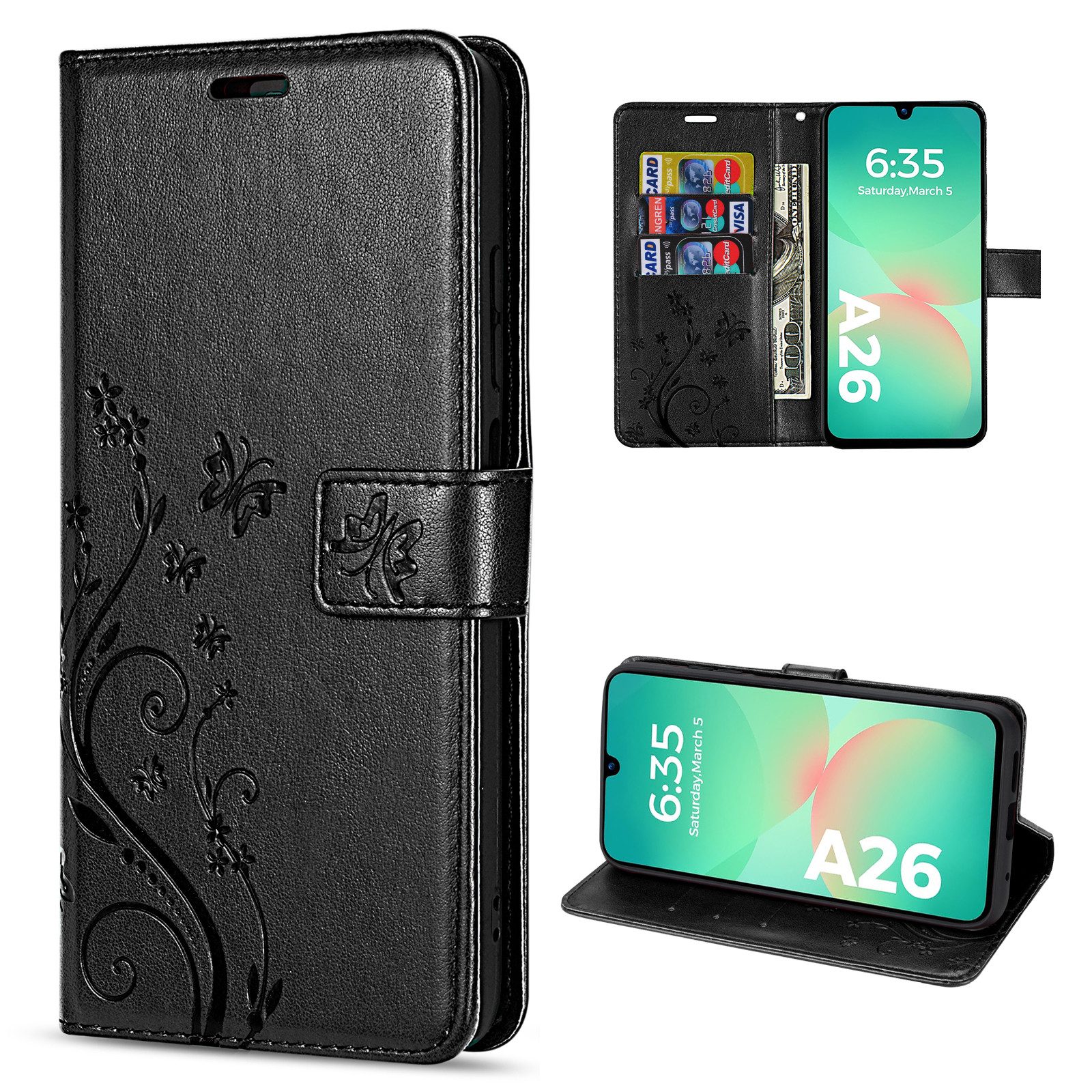 betterfon Handyhülle Handytasche für Samsung Galaxy A26 5G Handyhülle Klapphülle, Bookstyle-Hülle: Magnetverschluss 3 Kartenfächer & Standfunktion
