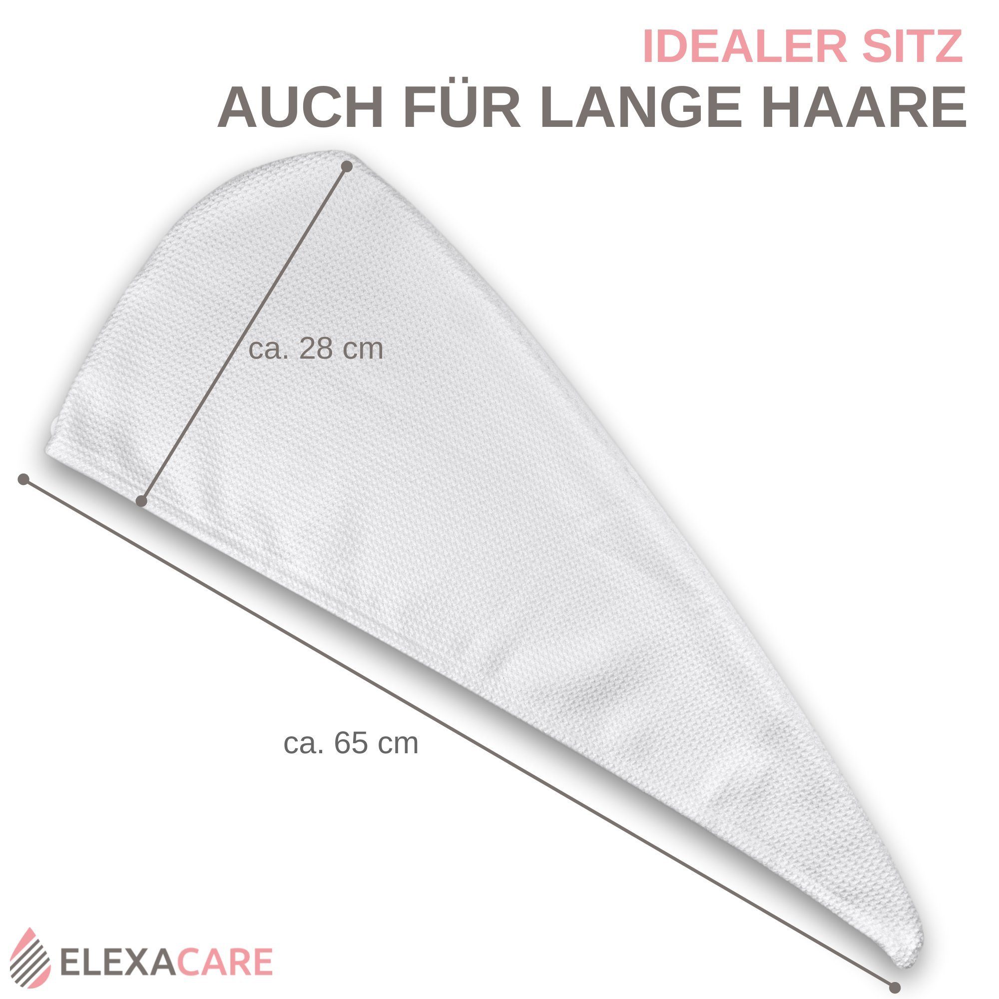 ELEXACARE Turban-Handtuch Haarturban mit Knopf, Mikrofaser (2-St), Turbanha günstig online kaufen