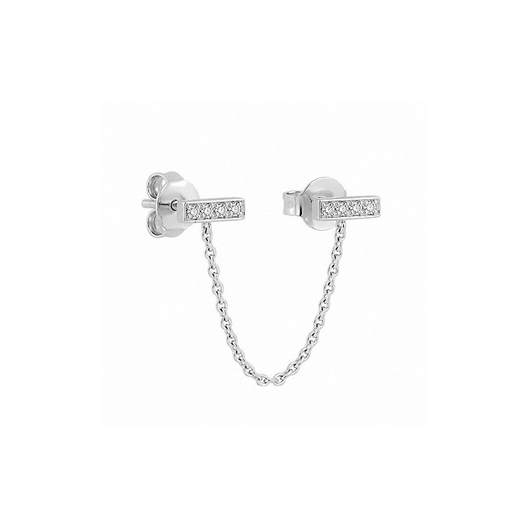 Suzan Gold Paar Ohrstecker Chain Stud Earrings 925 Sterling Silber – Elegante Bar-Ohrstecker mit