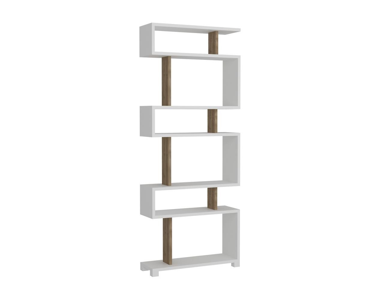 moebel17 Standregal Bücherregal Blok Weiß, mit ausgefallenem Design Weiß Walnuß