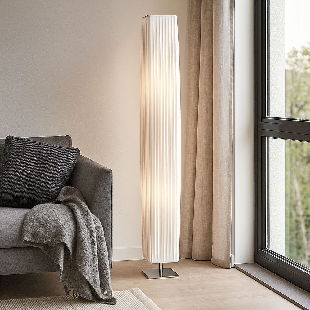 GLOBO LIGHTING Stehlampe, Leuchtmittel nicht inklusive, Stehleuchte Chrom Standleuchte Stehlampe mit Textilschirm und Schalter