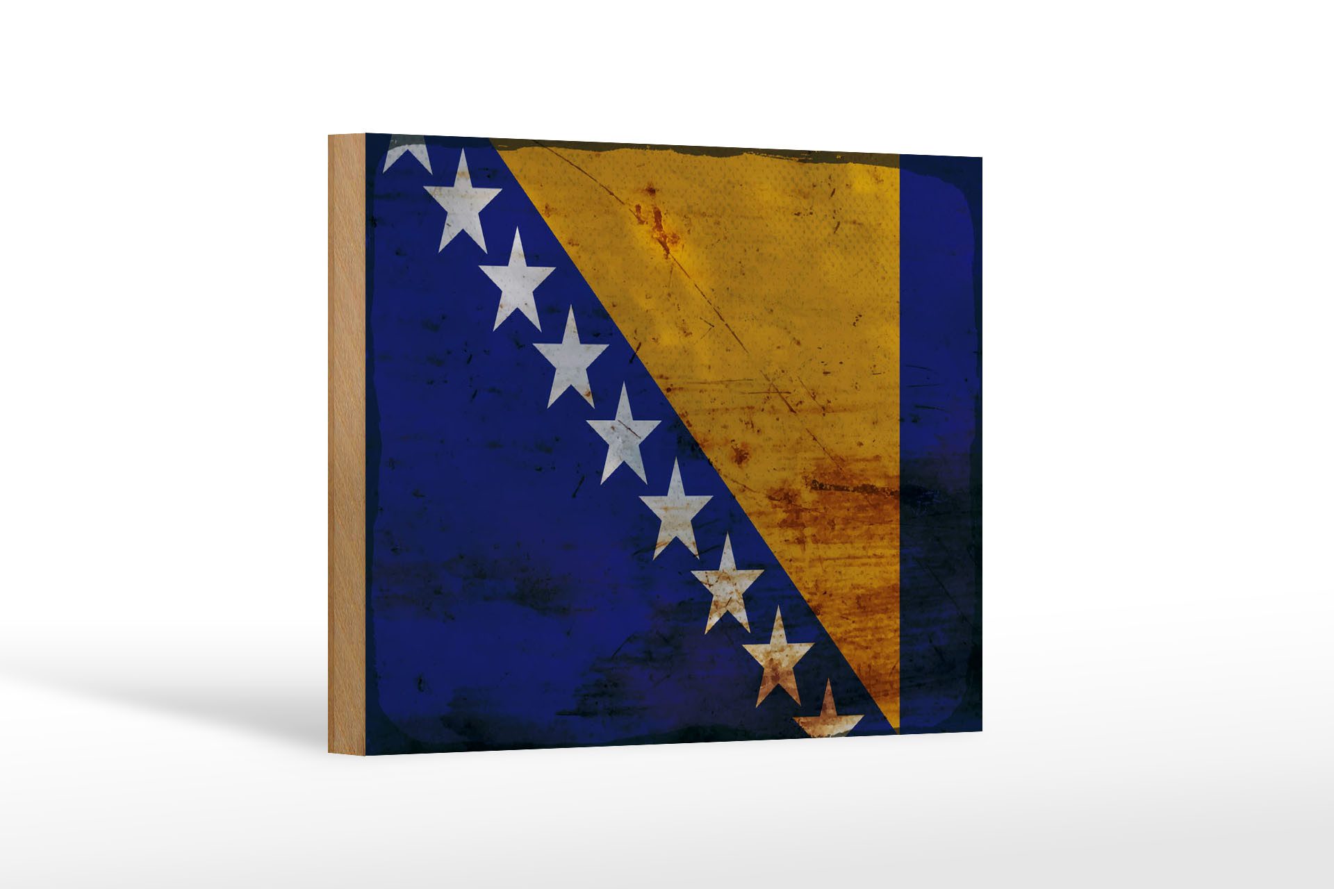 Femer GmbH Holzbild Flagge Bosnien und Herzegowina 18x12 cm Rost, Flaggen (1 St), Glatte Holzfaserplatte (MDF), vorn beschichtet