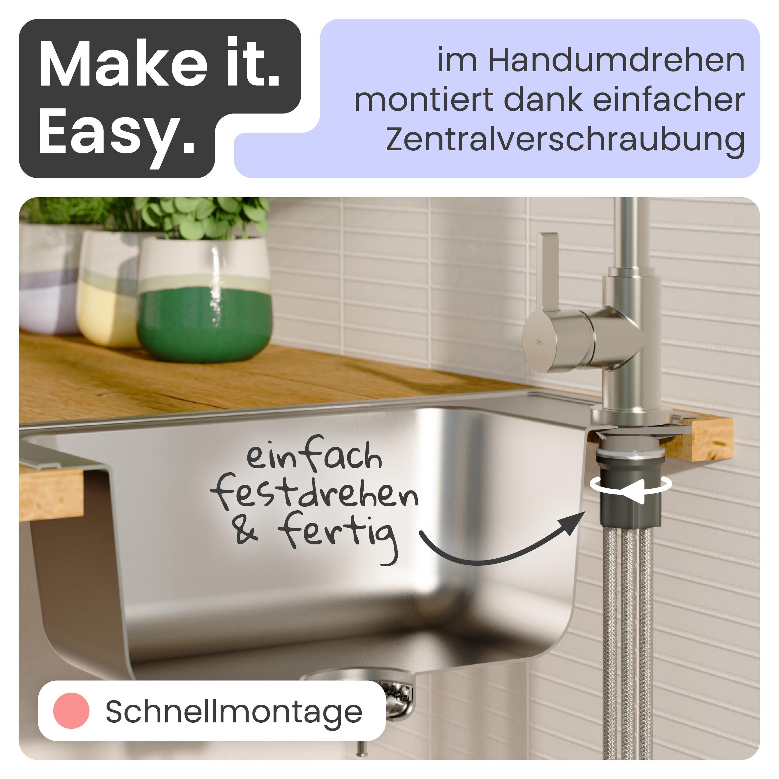 instmaier Spültischarmatur Leona 360° schwenkbar, Niederdruckarmatur, Edelstahl-Optik – Bild 4 von 5