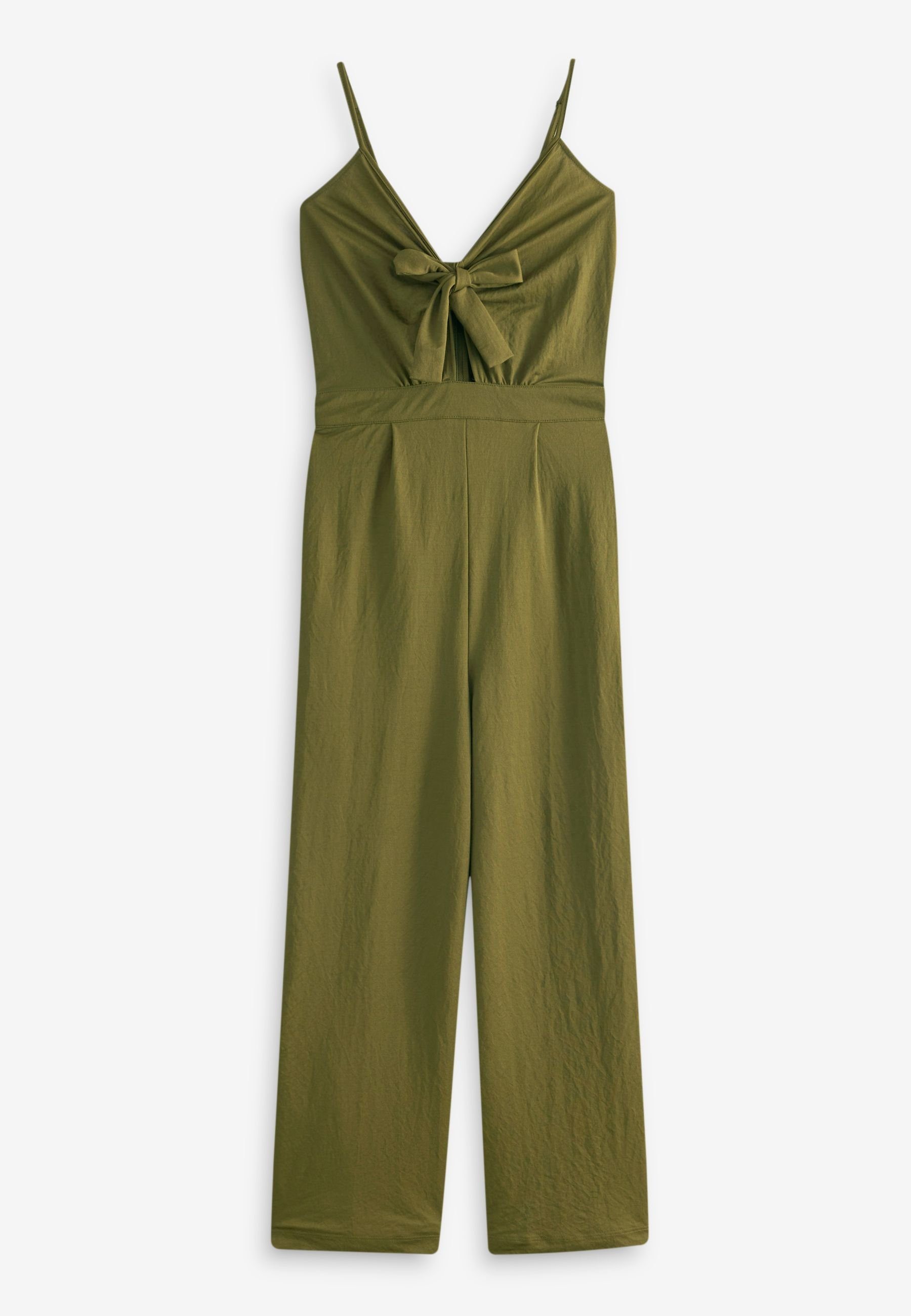 Next Jumpsuit Ärmelloser Jumpsuit mit Bindegürtel (1-tlg) Khaki Green