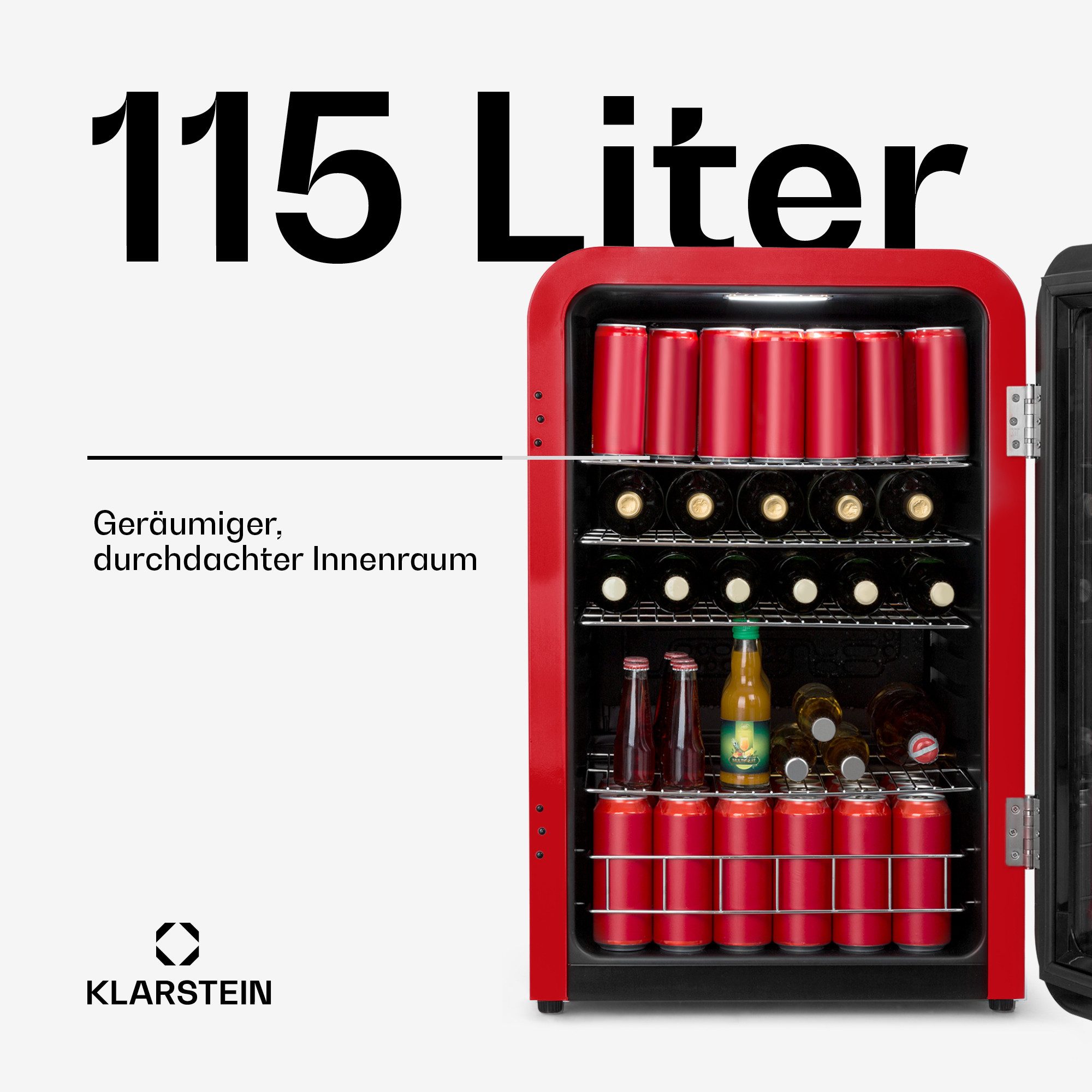 Klarstein Table Top Kühlschrank 10046070, 83.5 cm hoch, 55 cm breit, Bier Hausbar Getränkekühlschrank Hotel Mini Fridge