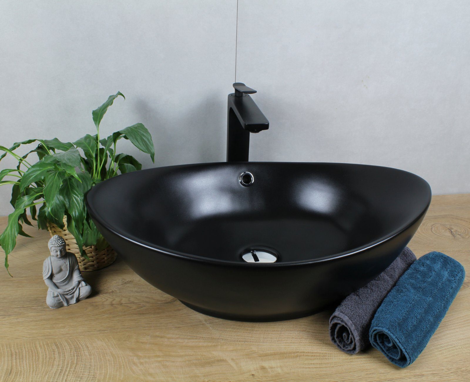 HAGO Aufsatzwaschbecken Keramik Waschbecken oval 590x380x190 günstig online kaufen